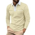 thumbnail image 1 of Huresd Mens Polo Shirts Quarter Zipper Breathable Shirts for Men Fashion Collared Long Sleeve Shirt Khaki 2XL, 1 of 5