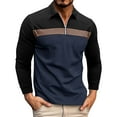 thumbnail image 1 of Huresd Mens Polo Shirts Quarter Zipper Breathable Shirts for Men Fashion Collared Long Sleeve Shirt Royal Blue M, 1 of 6