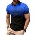 thumbnail image 1 of Huresd Mens Polo Shirts Quarter Zipper Breathable Shirts for Men Fashion Collared Short Sleeve Shirt Royal Blue L, 1 of 8