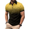 thumbnail image 1 of Huresd Mens Polo Shirts Quarter Zipper Breathable Shirts for Men Fashion Collared Short Sleeve Shirt Yellow XL, 1 of 9