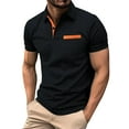 thumbnail image 1 of Huresd Mens Polo Shirts Short Sleeve Regular Fit Fashion Designed Shirt Black L, 1 of 5