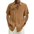 thumbnail image 1 of Huresd Mens Shirts Button Up Casual Men's Casual Solid Short Sleeve Shirts Loose Top Brown 3XL, 1 of 4