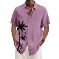 thumbnail image 1 of Huresd Mens Short Sleeve Button Down Shirts Palm Tree Hawaiian Shirts Lighweight Turndown Collar Tropical Beach Shirts for Men Pink 3XL, 1 of 5