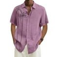 thumbnail image 1 of Huresd Mens Short Sleeve Button Down Shirts Palm Tree Hawaiian Shirts Lighweight Turndown Collar Tropical Beach Shirts for Men Pink XL, 1 of 4