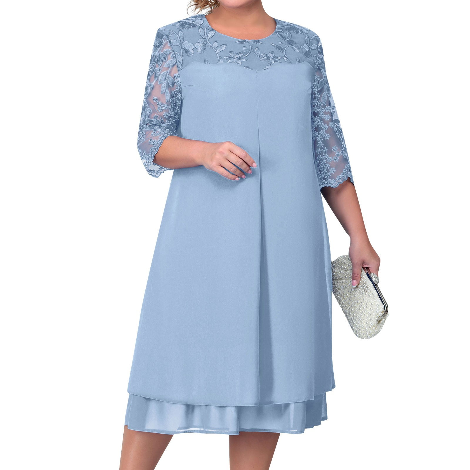 baby blue plus size formal dress Sydneys Closet SC7421 Prom Dress - Blue White main image 1