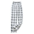 thumbnail image 1 of Huresd Pajama Pants for Women Flannel Pajamas Plush Sleep Pants Elastic Waist Pajama Bottoms Plaid Pants with Pockets Gray L, 1 of 5