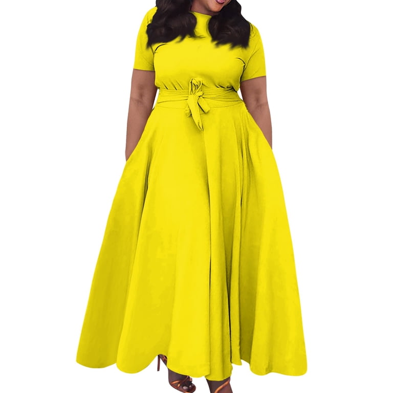 flowy plus size dress Plus Size Women's V-Neck Belted Maxi Boho Dress main image 0
