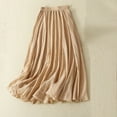 thumbnail image 1 of Huresd Skirts for Women 2024 Linen High Waisted Drawstring Flowy Summer Beach Ruffle Skirt Pink 2XL, 1 of 7
