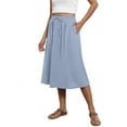 thumbnail image 1 of Huresd Skirts for Women Knee Length Boho Floral Skirt High Waist Flowy Skirt A-Line Midi Skirt With Pockets Purple S, 1 of 7
