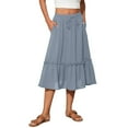 thumbnail image 1 of Huresd Skirts for Women Tiered Cotton Linen Skirt High Waist Literary And Retro Midi Skirts for Women with Pockets Light Blue M, 1 of 6