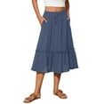 thumbnail image 1 of Huresd Skirts for Women Tiered Cotton Linen Skirt High Waist Literary And Retro Midi Skirts for Women with Pockets Sky Blue M, 1 of 6
