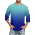 thumbnail image 1 of Huresd Summer Shirts for Men 3/4 Sleeve Crew Neck T-Shirt Casual Loose Gradient Print Clothes Light Blue 4XL, 1 of 4