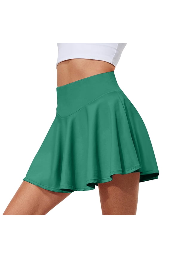 Tennis Skirts for Women with Shorts High Waisted Athletic Shorts Tummy Control Golf Skorts for Women with Pockets Green L