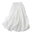 thumbnail image 1 of Huresd Women's Casual Cotton Linen Skirts with Pockets White L, 1 of 6