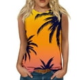 Huresd Women's Tank Tops Crew Neck Sleeveless Shirts Blouses Orange S