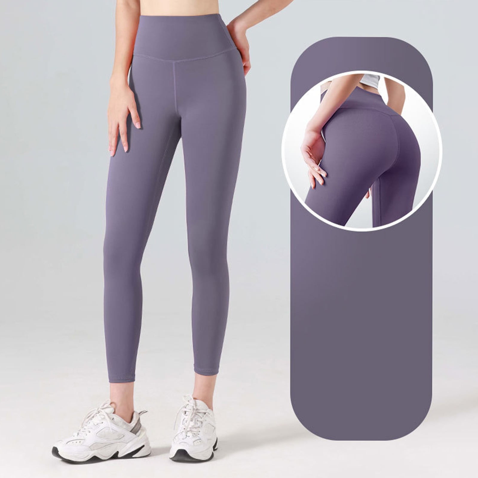 Huresd Womens Brushed Naked Feeling Workout Leggings High Waisted Gym Compression Tummy Control Yoga Pants Dark Purple 2XL Walmart