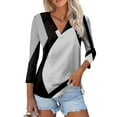 thumbnail image 1 of Huresd Womens Golf Polo Shirts Color Block Quick-Dry Golf V Neck 3/4 Sleeve Shirt for Women Tees Black 3XL, 1 of 5