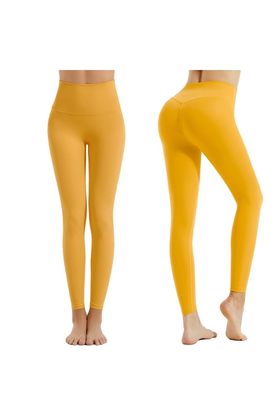 Womens High-WaistedFull Length Yoga Pants Tummy Control Stretchy Workout Lounge Legging 28'' Orange S