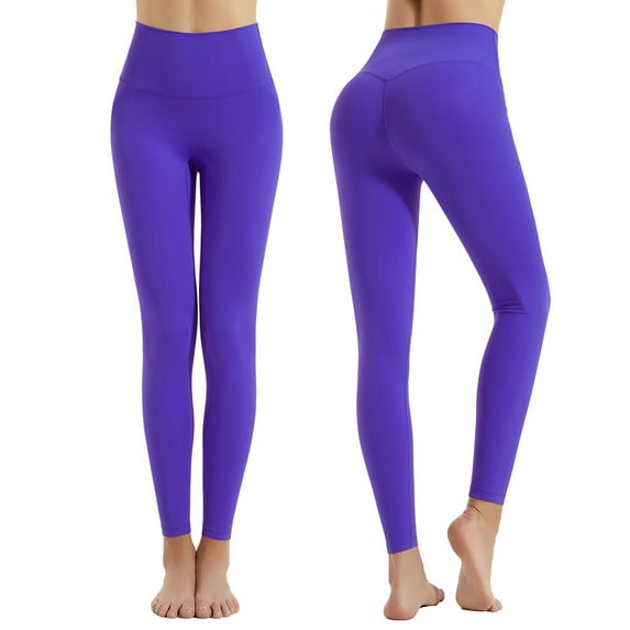 Huresd Womens High-WaistedFull Length Yoga Pants Tummy Control Stretchy Workout Lounge Legging 28'' Purple L