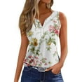 Huresd Womens Tank Tops Loose Fit V Neck Henley Floral Print Hawaiian