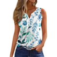 Huresd Womens Tank Tops Loose Fit V Neck Henley Floral Print Hawaiian