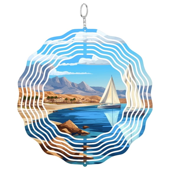 Hurghada Egypt Red Sea 3D Wind Spinner Metal Hanging Art Outdoor Patio Decor Scuba Diving Gift
