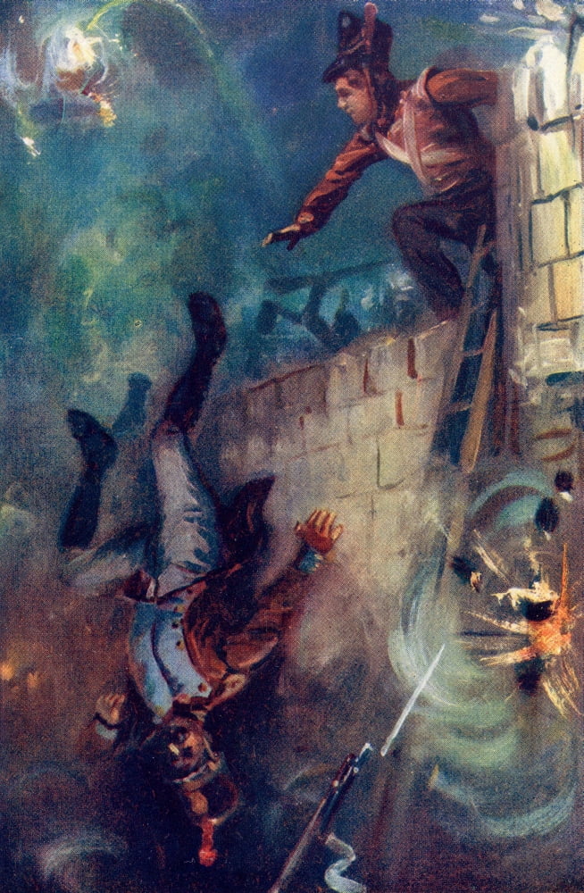 Hurled Him Into The Dreadful Ditch Illustration By Edward Handley-Read From Grant The Grenadier By Walter Wood Published By Routledge Circa 1912 Canvas Art - Ken Welsh Design Pics (22 x 36)