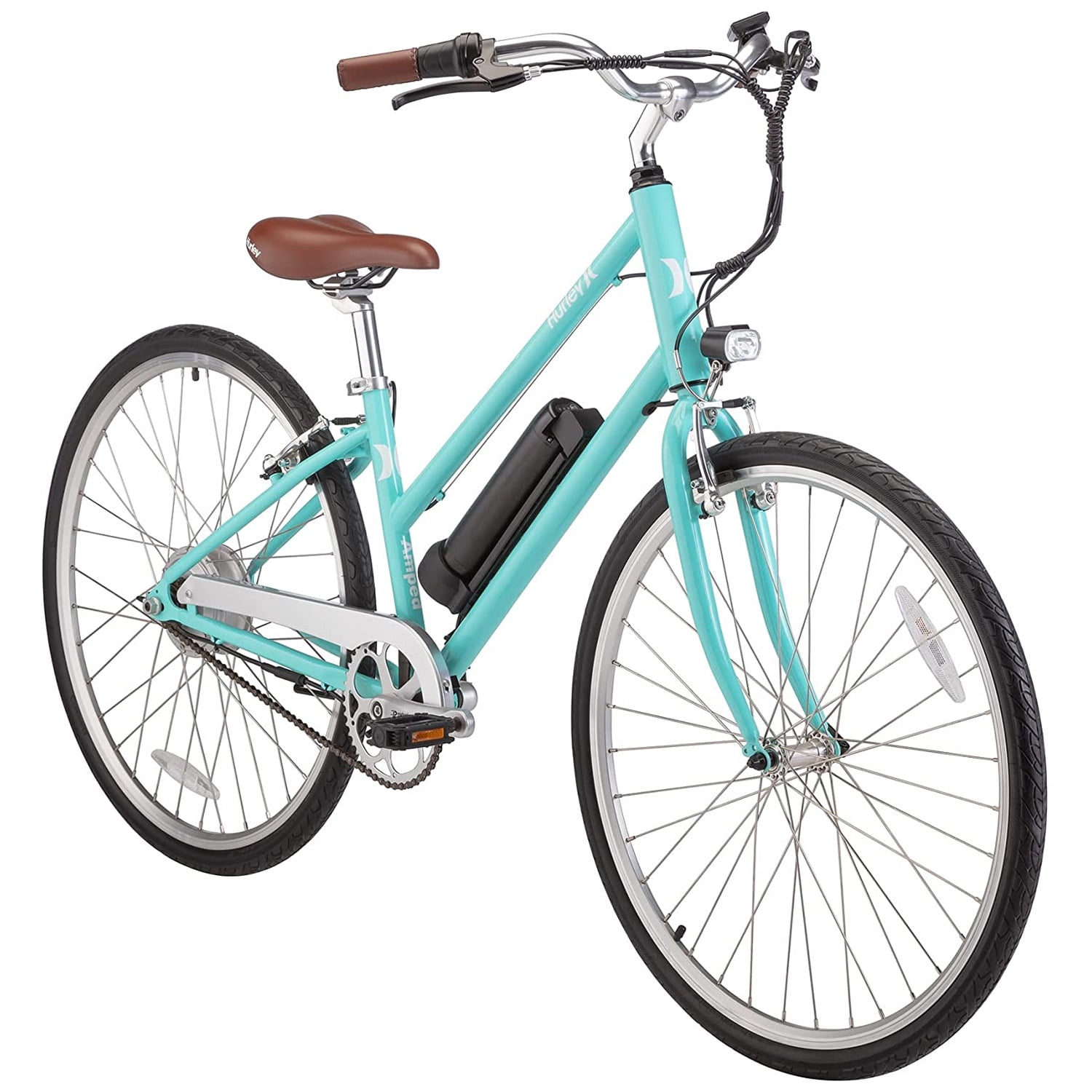 Hurley 700C EBike HybridBicycles Amped Single Speed Electric Bike For
