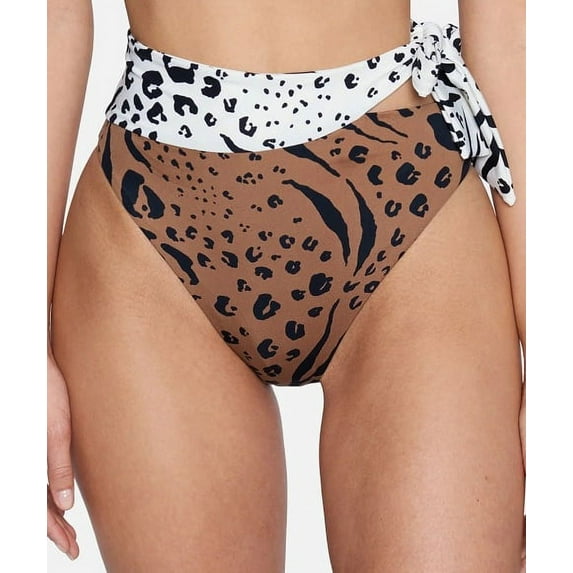 Hurley ANIMIX LATTE Juniors' Animal-Print High-Waist Swim Bottom, US Small