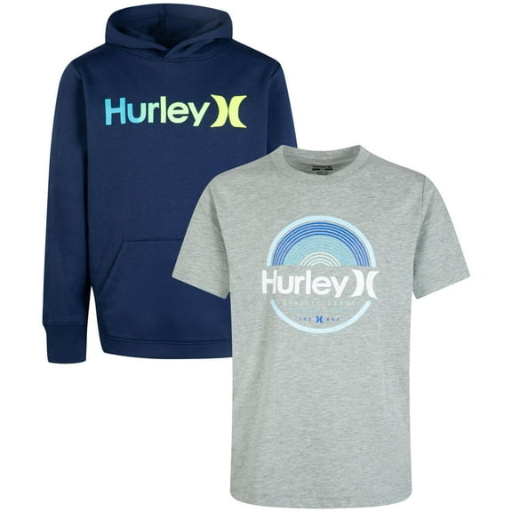 Hurley Boy's 2 Pack Hoodie & Tee Set (Navy/Grey, 5/6)