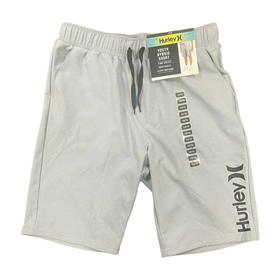 Hurley Boy's Comfortable 4 Way Stretch Drawstring Pull On Hybrid Short (Wolf Grey, 4)