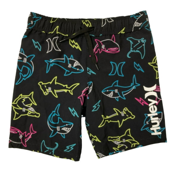 Hurley Boy's 4 Way Stretch Quick Dry Back Pocket Swim Shorts (Black, 5/6)