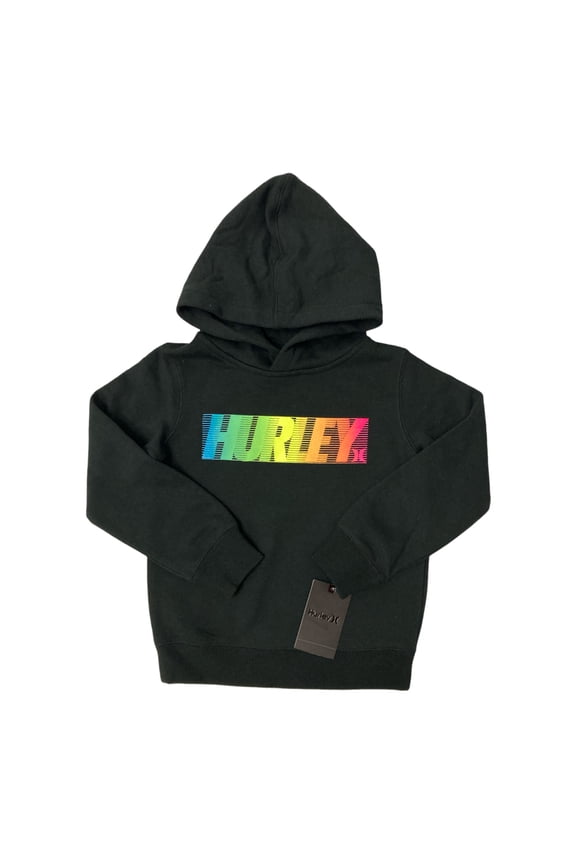Boy's Comfortable Graphic Logo Fleece Hoodie (Black, 6)