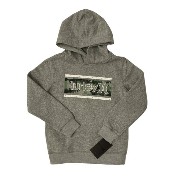 Hurley Boy's Comfortable Graphic Logo Fleece Hoodie (Dark Grey, 7)
