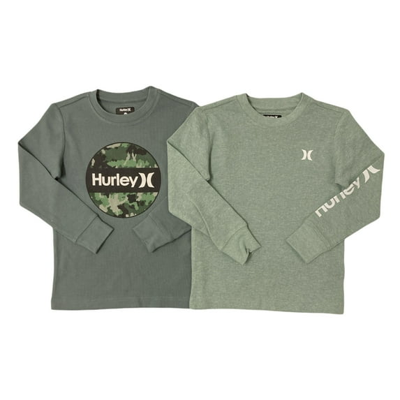 Hurley Boy's Long Sleeve Soft and Warm Thermal T-Shirt 2 Pack (Blue Grey/Light Olive, 5/6)