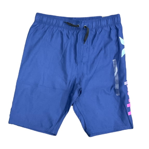 Hurley Boys Classic Logo Back Pocket Drawstring Pull On Swim Board Trunks (Deep Royal Blue, L)