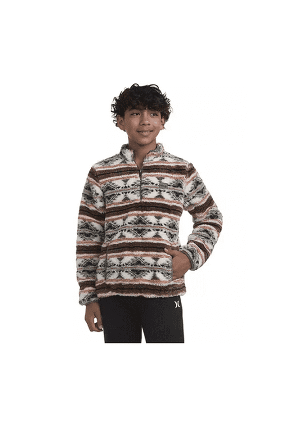 Boys Extra Small Egret Sherpa Printed Quarter-Zip Jacket