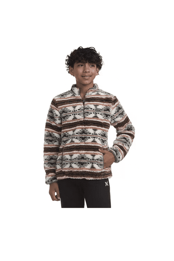 Boys Sherpa Printed Quarter-Zip Jacket