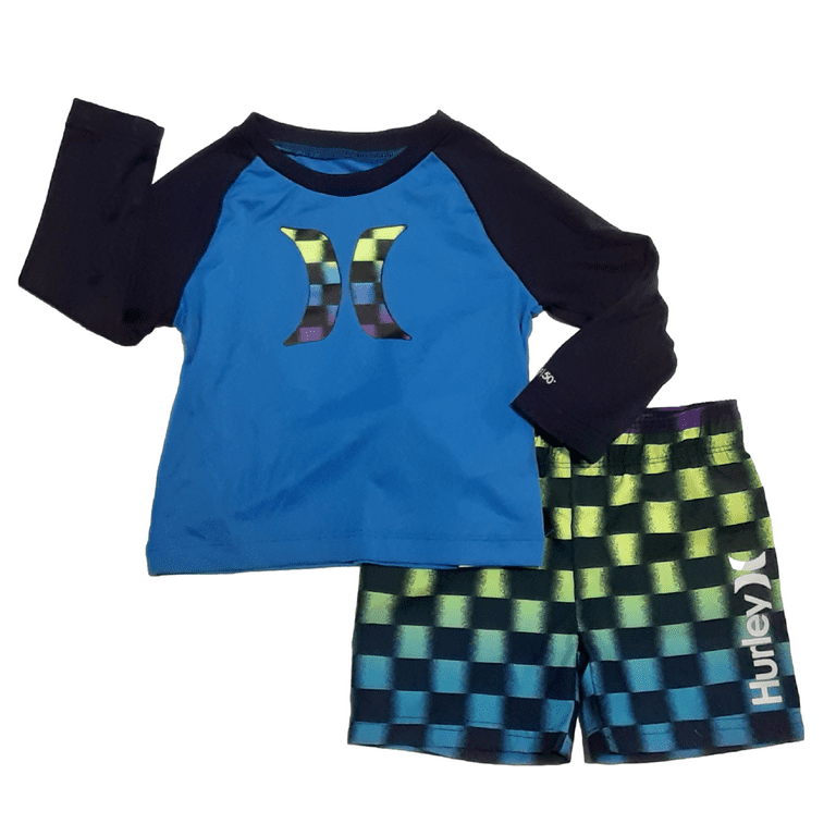 Hurley Boys Swim Suit 2 Piece Outfit Set Blue Top Blue Shorts Size 12M Walmart