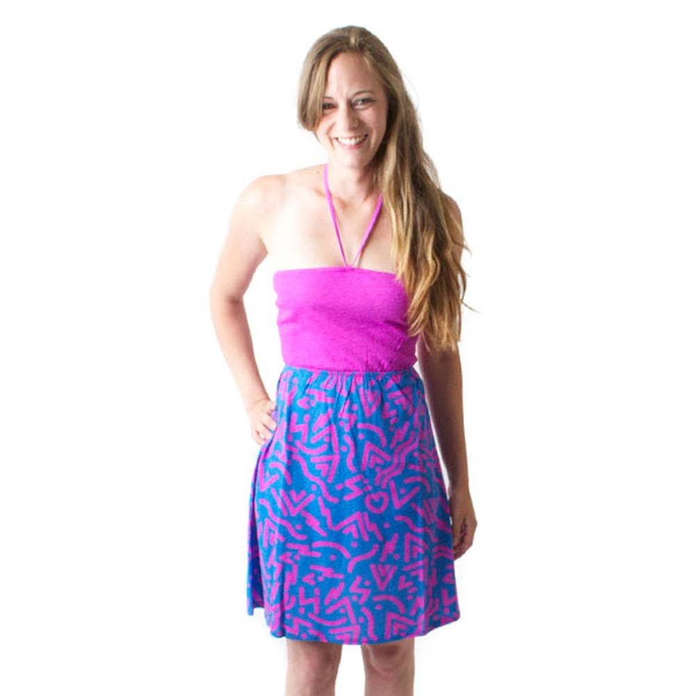 halter puff dress Talei Blue Halter Puff Mini Dress - US 14 main image 0