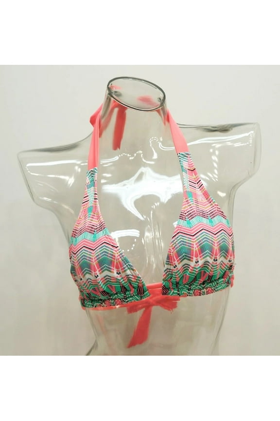 Coral Chevron Pattern Triangle Bikini Top Juniors' XS