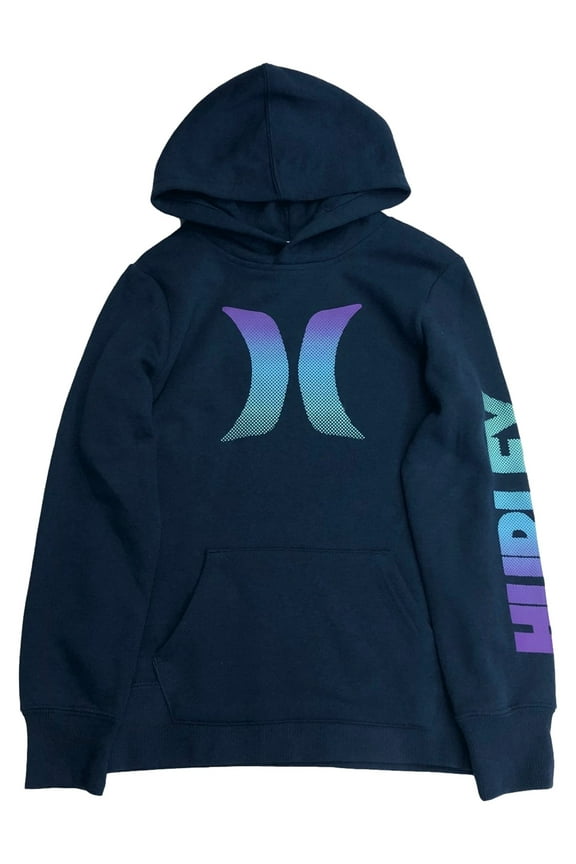 Girls Blue & Purple Rainbow Hoodie Sweatshirt Medium (8)