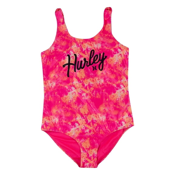 Hurley Girls' One Piece Swimsuit, Hyper Pink, XL