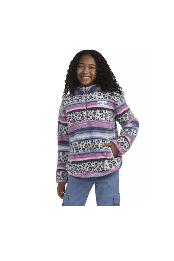Girls Sherpa Printed Quarter-Zip Jacket
