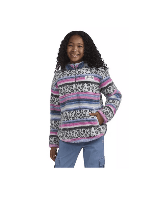 Girls Sherpa Printed Quarter-Zip Jacket