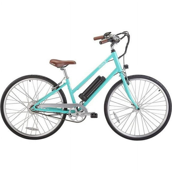 Hurley HE-02-TB-9S Amped Step Single Speed Electric Bike, Tiff Blue