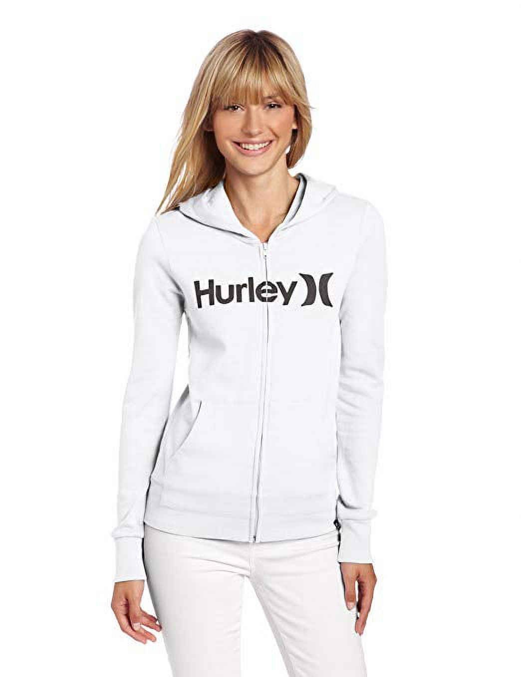 Hurley Juniors One and Only Slim Fit Full Zip Hoodie White Black Small Walmart