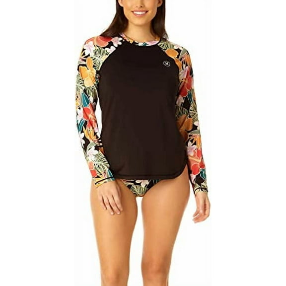 Hurley Womens UPF 50  Long Sleeve Rashguard Caribbean Dreamin M