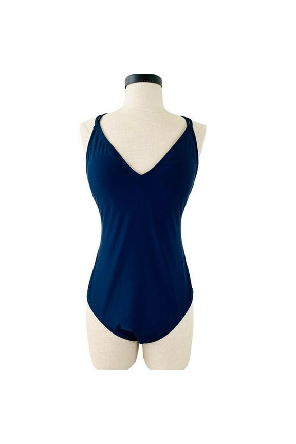 Ladies' Size Large, One-Piece Swimsuit, UPF 50+, Navy Blue
