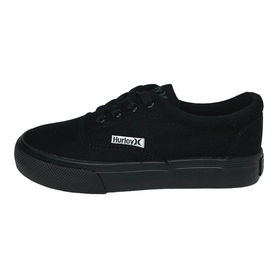 Hurley Marley Youth Boy's Casual Sneakers Size 2 Solid Black Canva Upper